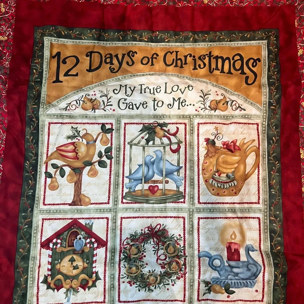 Nancy Halvorsen 12 Days of Christmas Quilted Wall Hanging Lap Quilt 35x52